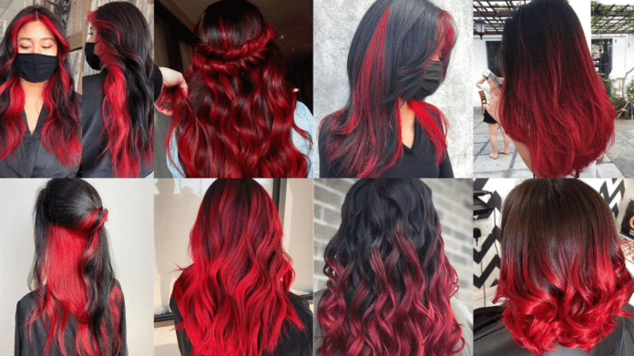 hair color ideas with red and black